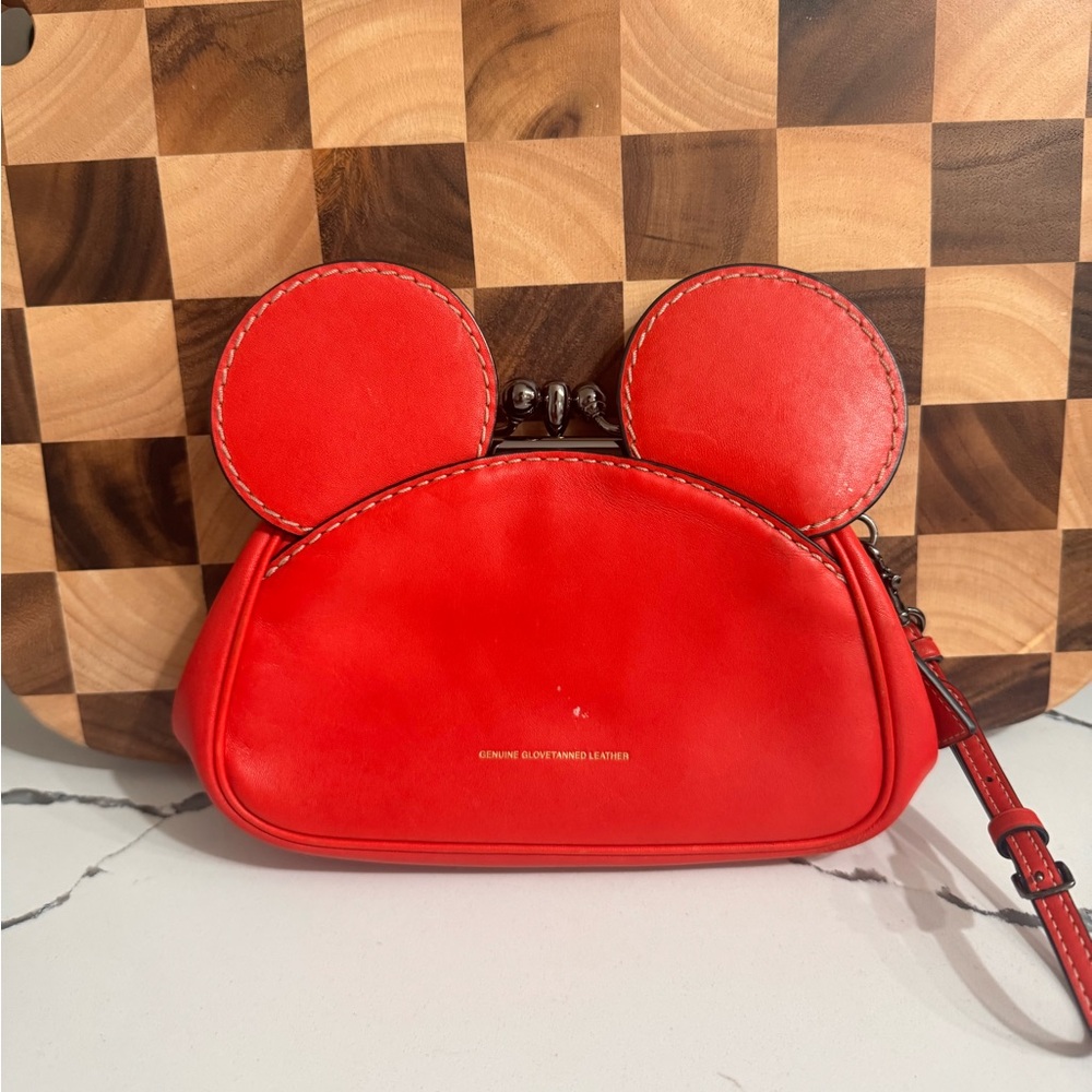 Red Coach X Disney wristlet